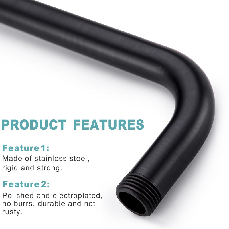 BESTILL 16 Inch L-Shaped Shower Head Extension Arm, Shower Arm and Flange Included, Oil Rubbed Bronze - Image 4
